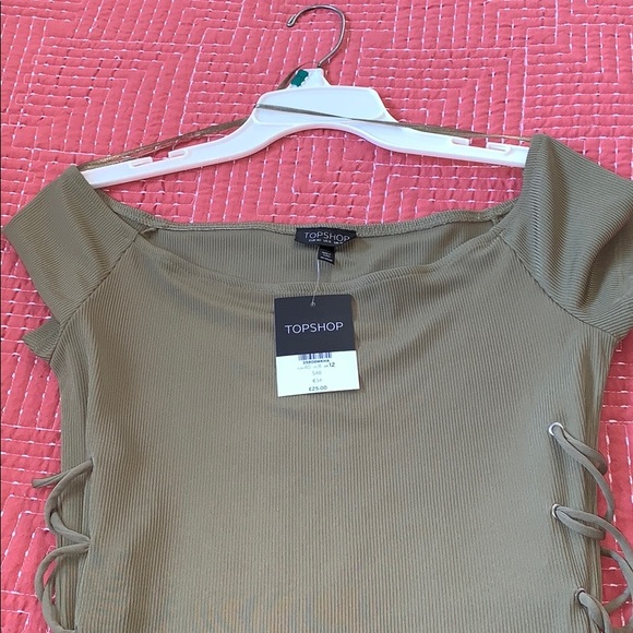 🍸NWT TOPSHOP olive lace up side bodycon dress🍸 - Picture 4 of 6